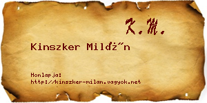 Kinszker Milán névjegykártya